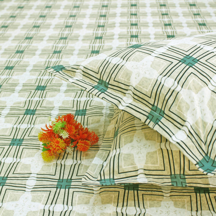 Soft cotton blend bedsheet design and pillow cover, close-up view