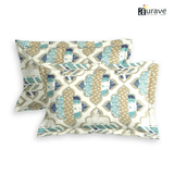 Printed Floral Set of 2 Pcs Pillow Cover - Khaki