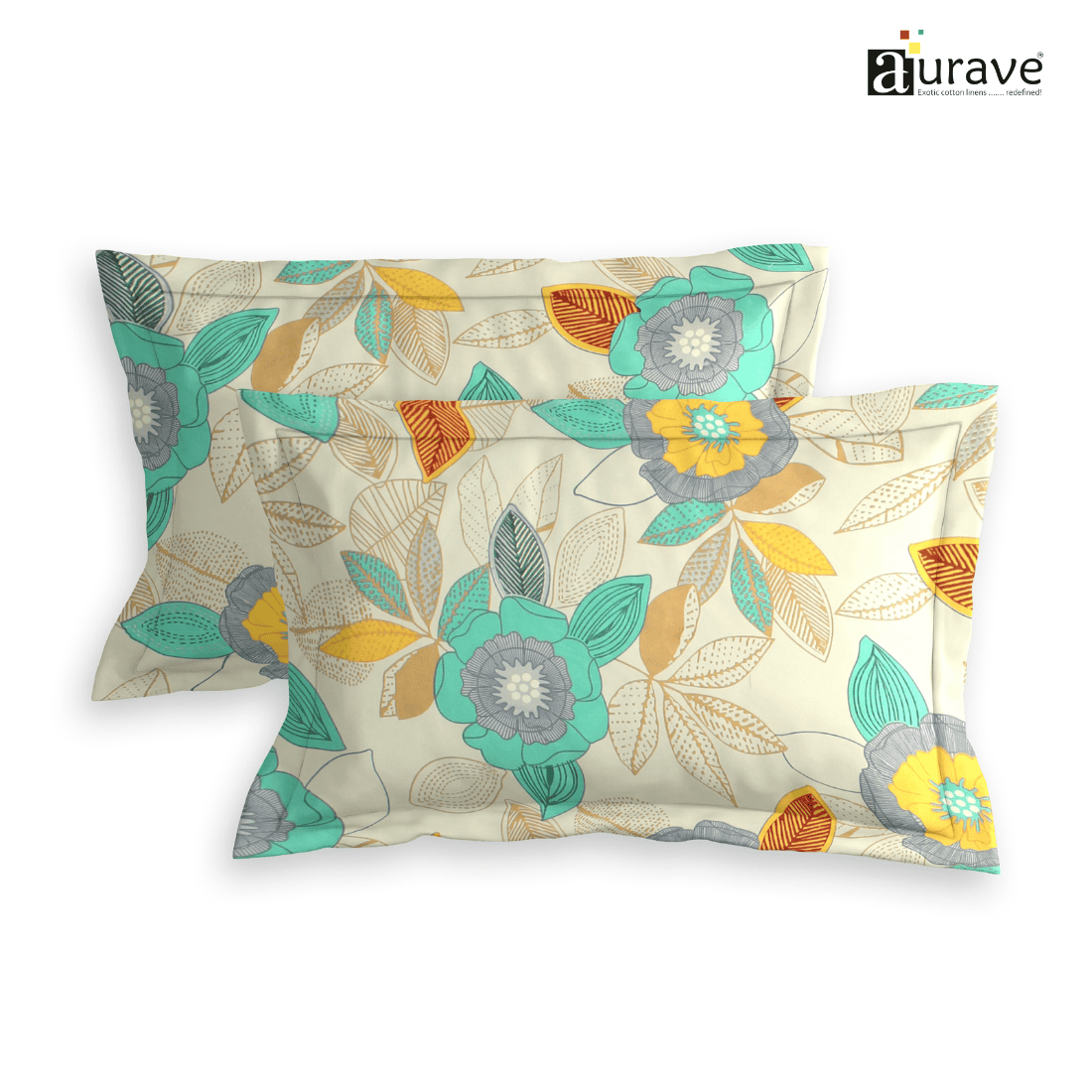Printed Floral Set of 2 Pcs Pillow Cover - Multicolor