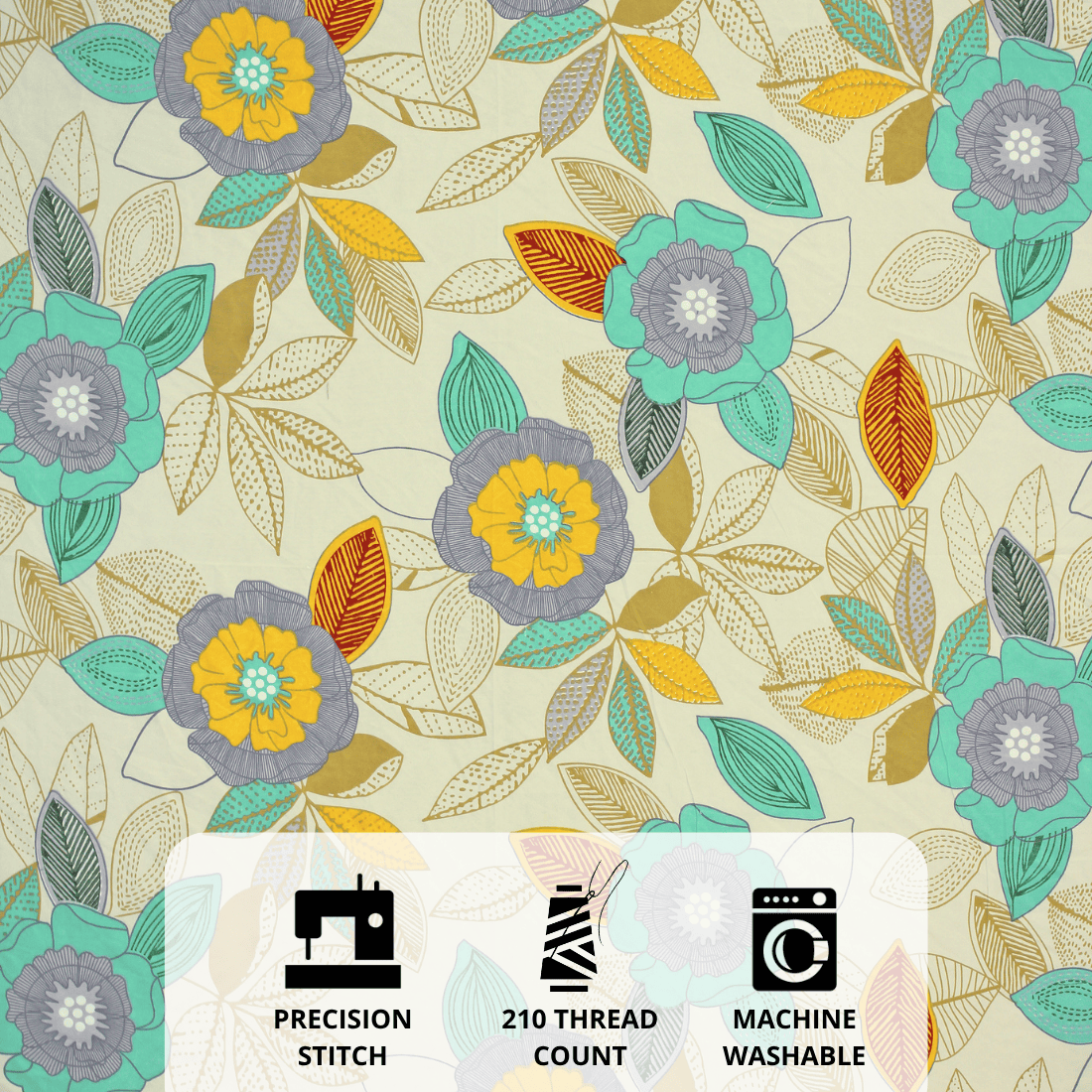 Floral patterned fabric with  Cotton blend double bedsheet
