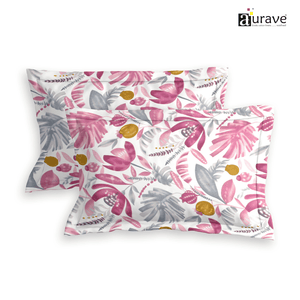 Printed Floral Pillow Cover - Pink