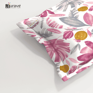 Printed Floral Pillow Cover - Pink