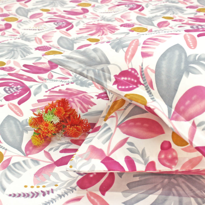 Floral patterned fabric with pink