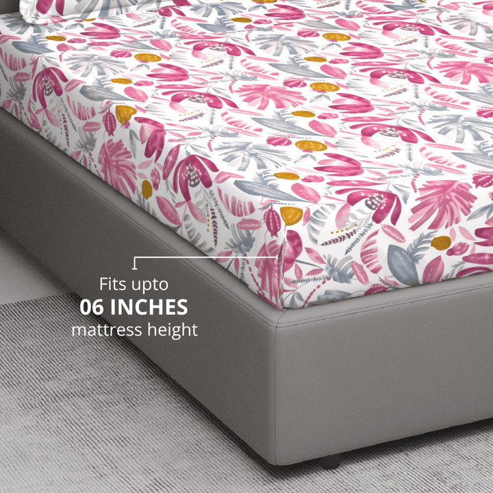 Cotton blend double bedsheet with perfect fit for 6-inch mattress height