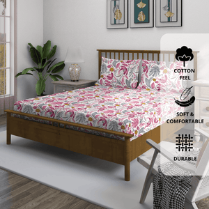 Cotton Blend Double Bedsheet with Pillow Cover