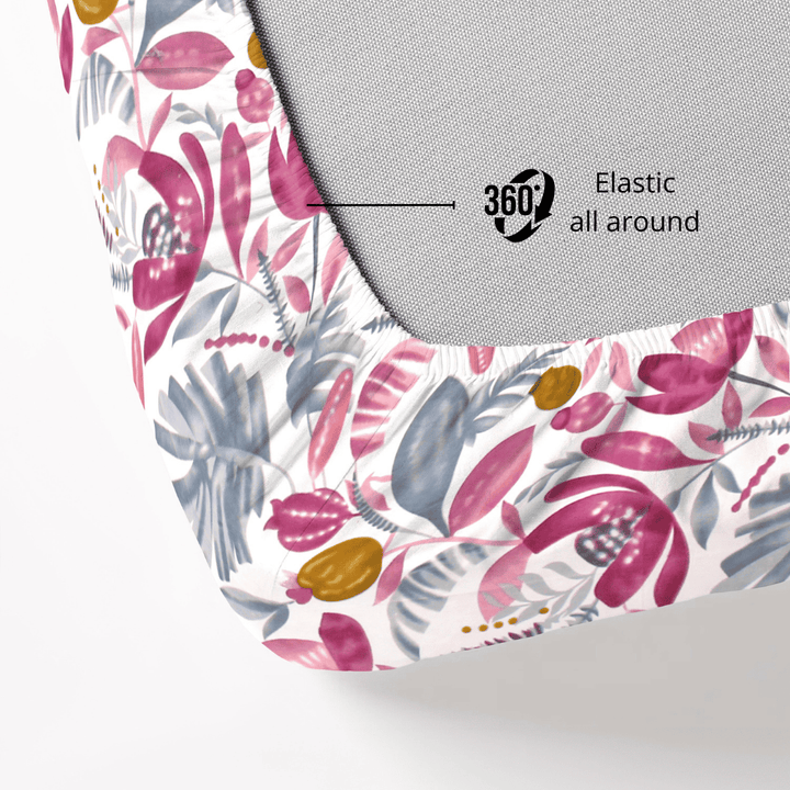 Cotton blend floral bedsheet with elasticated edges for perfect fit