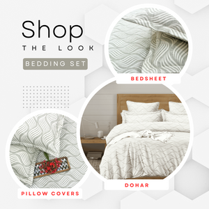 Cotton Abstract Print 210 TC King Size Fitted Bedsheet In Grey At Best Prices