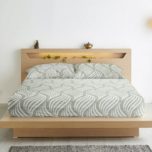Cotton Abstract Print 210 TC King Size Fitted Bedsheet In Grey At Best Prices