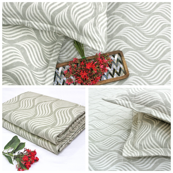 Grey Festive Collection Abstract Dohar Bedsheet Set (4 Pc) online in India