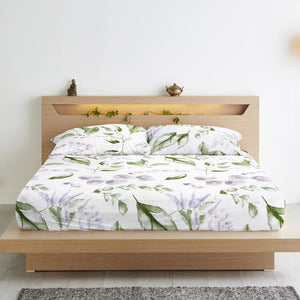 Soft Cotton Floral Print 210 TC Fitted Bedsheet In Cream At Best Prices