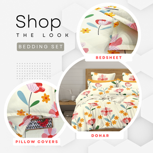 Cotton Floral Print 210 TC King Size Fitted Bedsheet In Multicolor