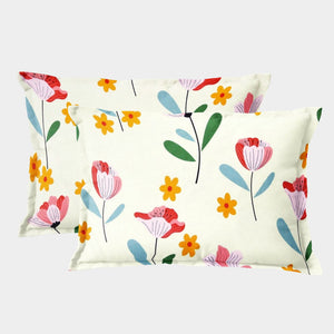 Soft Floral Print Pillow Cover Set In Multicolor Online At Best prices(2 Pcs)