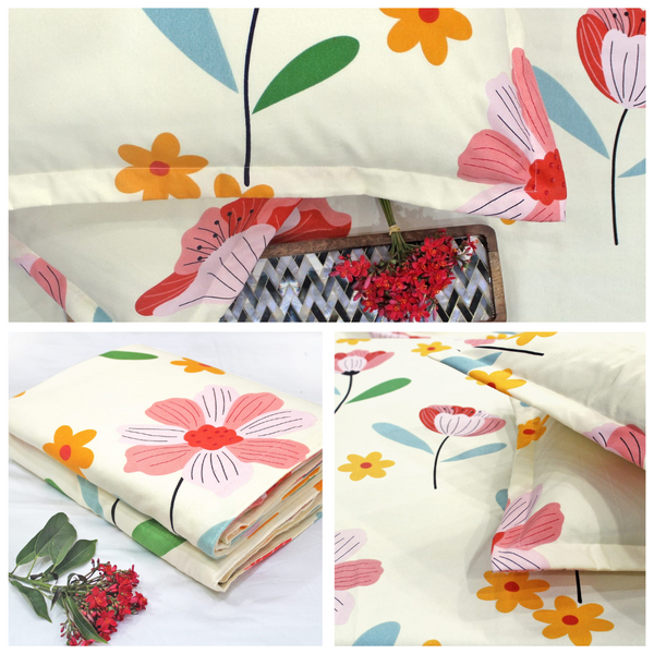 Multicolor Festive Collection Floral Dohar Bedsheet Set (4 Pc) online in India