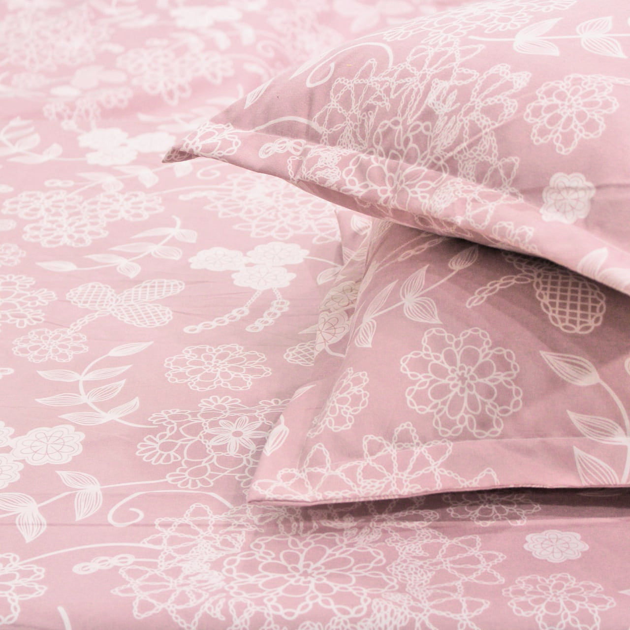 Floral 210 TC Flat bedsheet -  Peach