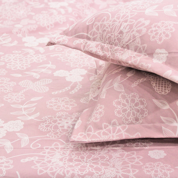 Stylish Peach 210 TC Cotton Floral Fitted Bedsheet At Best Price
