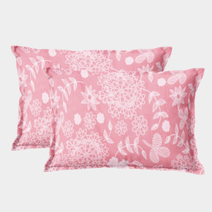 Soft Floral Print Pillow Cover Set In Peach Online At Best prices(2 Pcs)