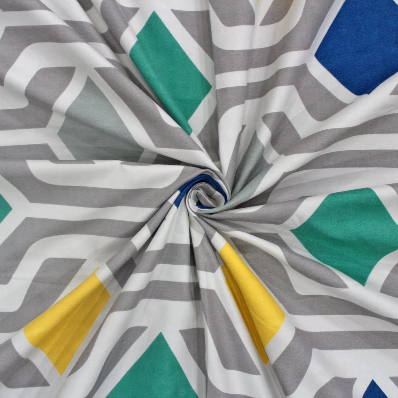 Cotton Geometrical Print 210 TC King Size Fitted Bedsheet In Multicolor Online In India