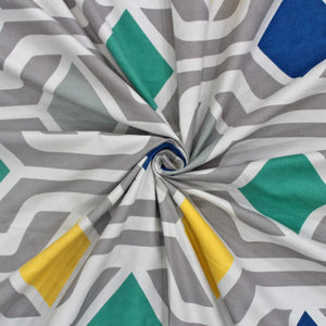 Cotton Geometrical Print 210 TC King Size Fitted Bedsheet In Multicolor Online In India