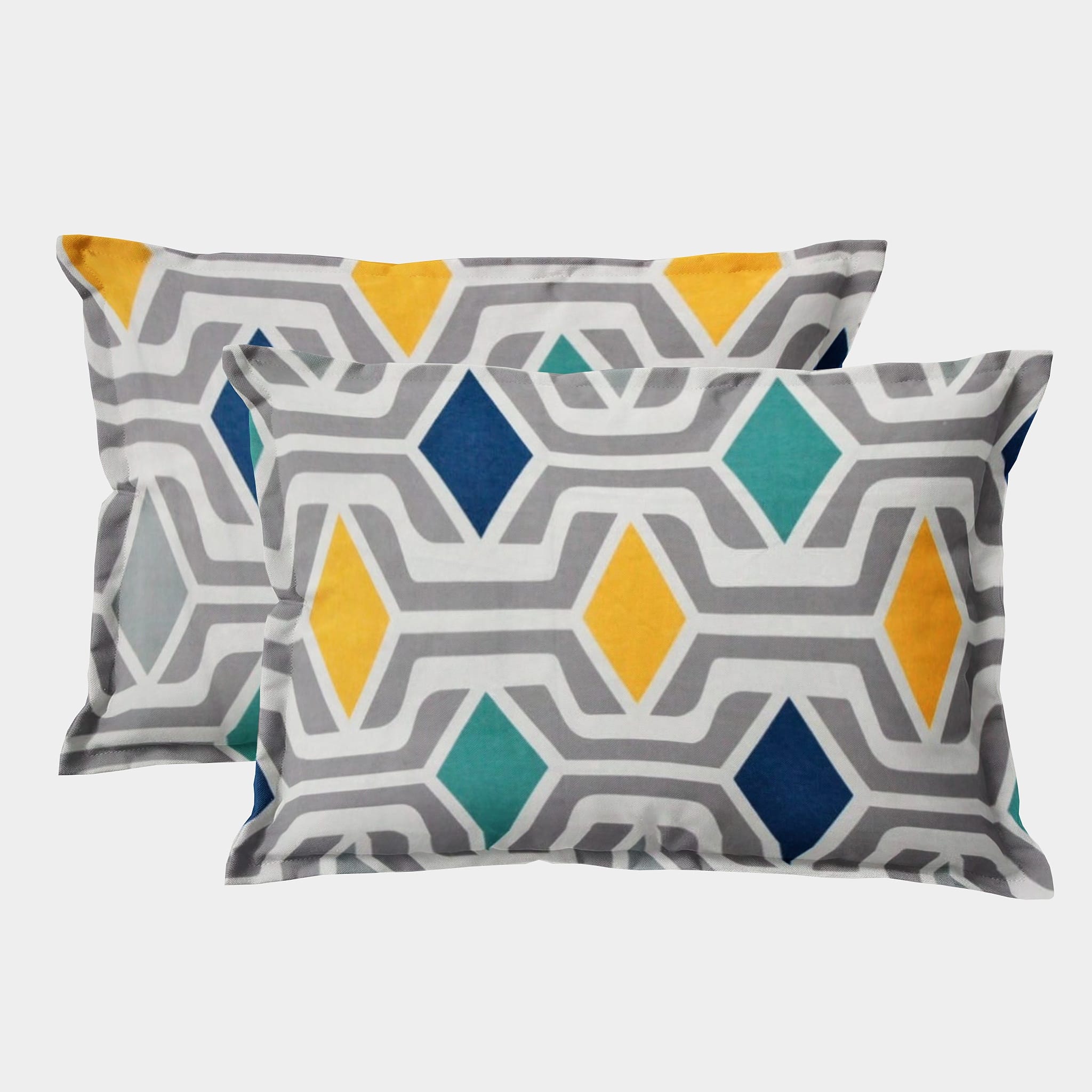 Soft Geometrical Print Pillow Cover Set In Grey Online At Best prices(2 Pcs)