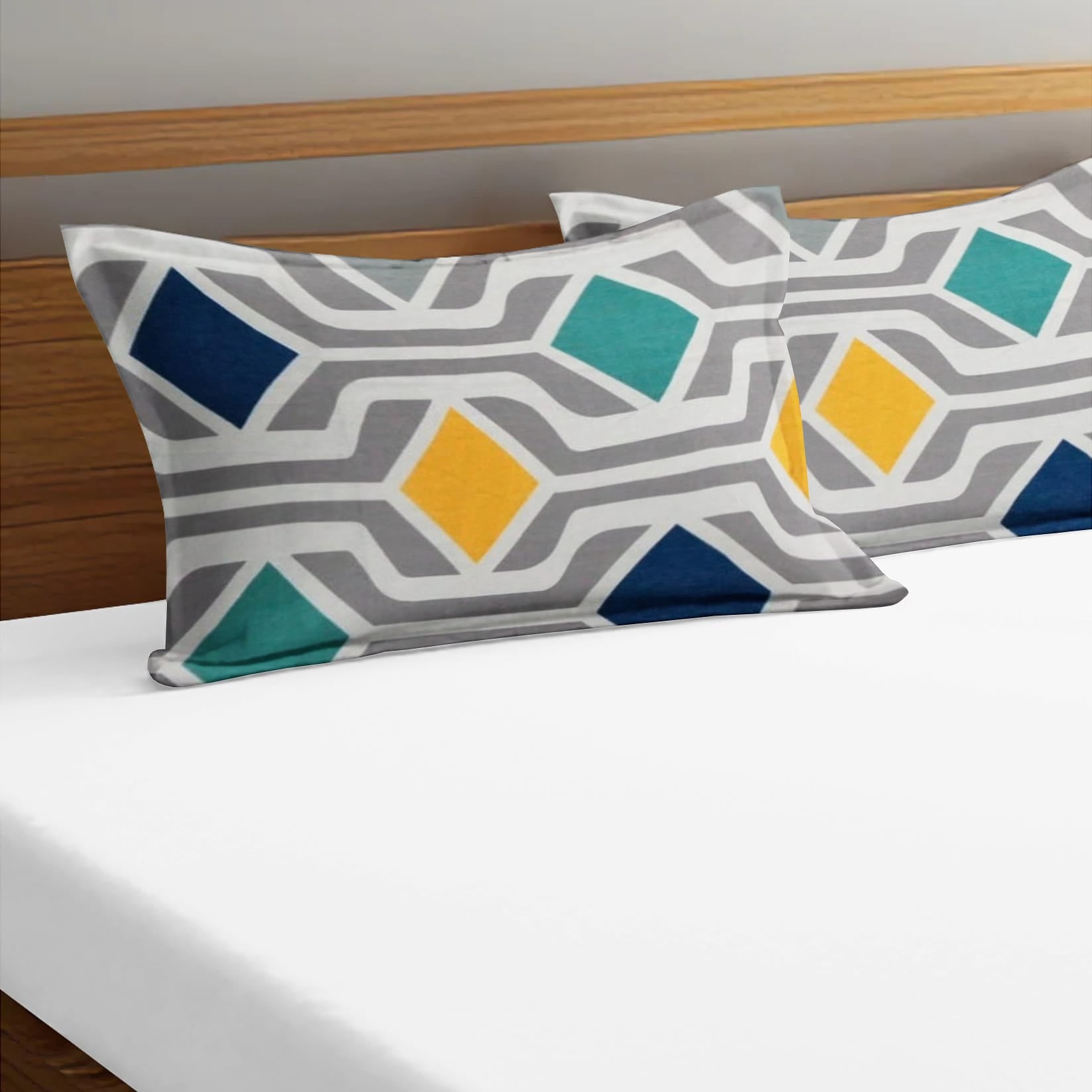 Soft Geometrical Print Pillow Cover Set In Grey Online At Best prices(2 Pcs)