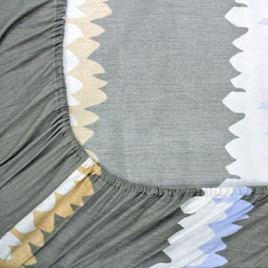 Cotton Floral Print 210 TC King Size Fitted Bedsheet In Grey At Best Prices