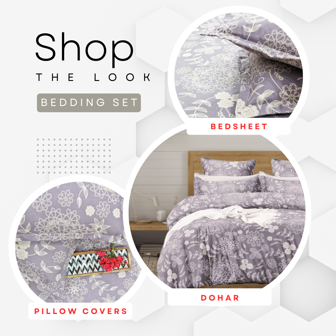 Cotton Floral Print 210 TC King Size Fitted Bedsheet In Purple At Best Prices