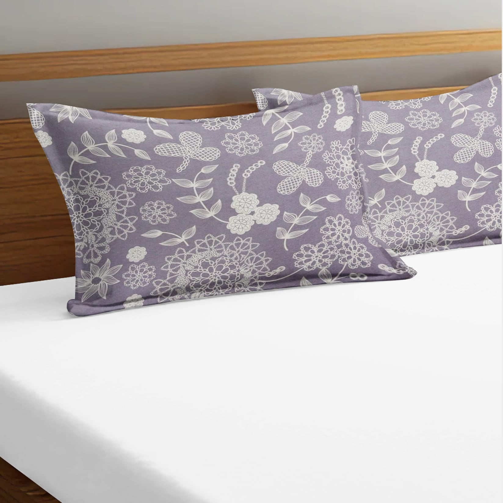 Soft Floral Print Pillow Cover Set In Purple Online At Best prices(2 Pcs)