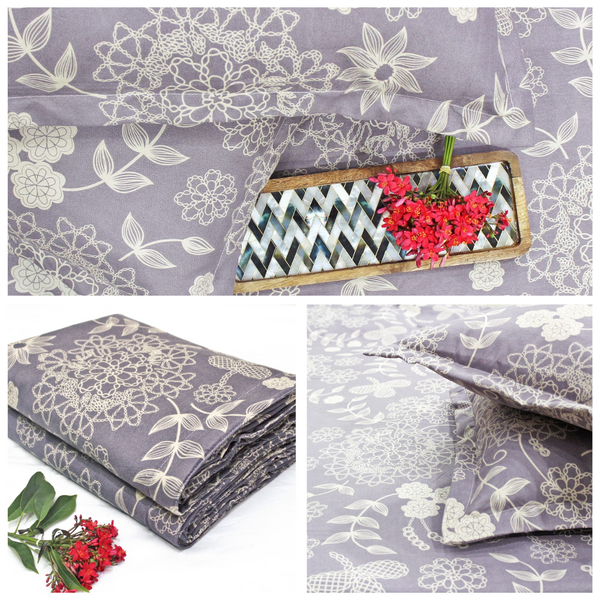 Purple Festive Collection Floral Dohar Bedsheet Set (4 Pc) online in India