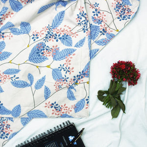 Best Microfiber Floral print Reversible AC Dohar Blanket In Blue