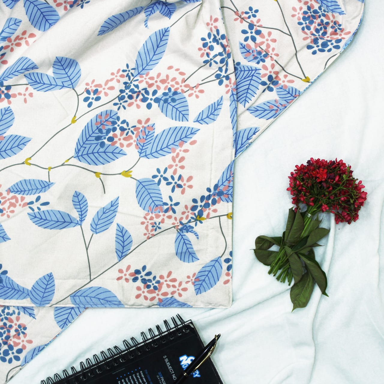 Blue Festive Collection Floral Dohar Bedsheet Set (4 Pc) online in India