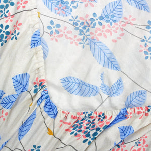 Cotton Floral Print 210 TC King Size Fitted Bedsheet In Blue At Best Prices