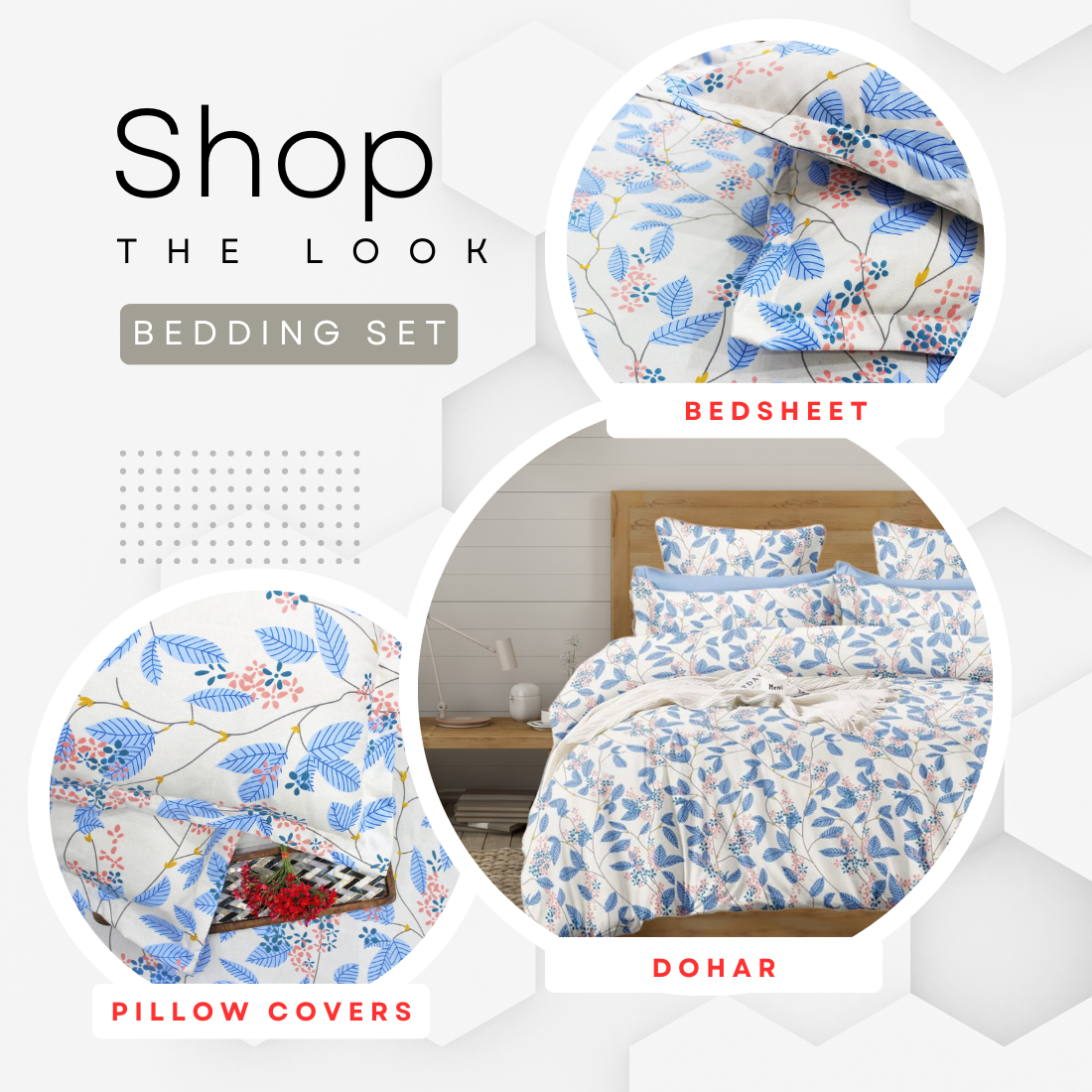 Cotton Floral Print 210 TC King Size Fitted Bedsheet In Blue At Best Prices