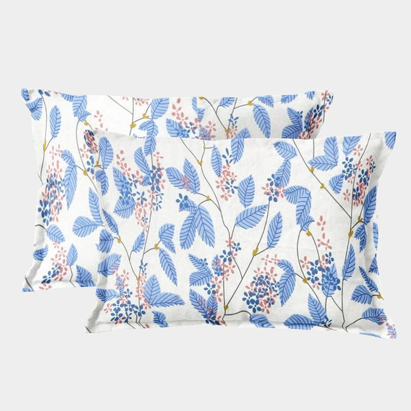 Soft Floral Print Pillow Cover Set In Blue Online At Best prices(2 Pcs)