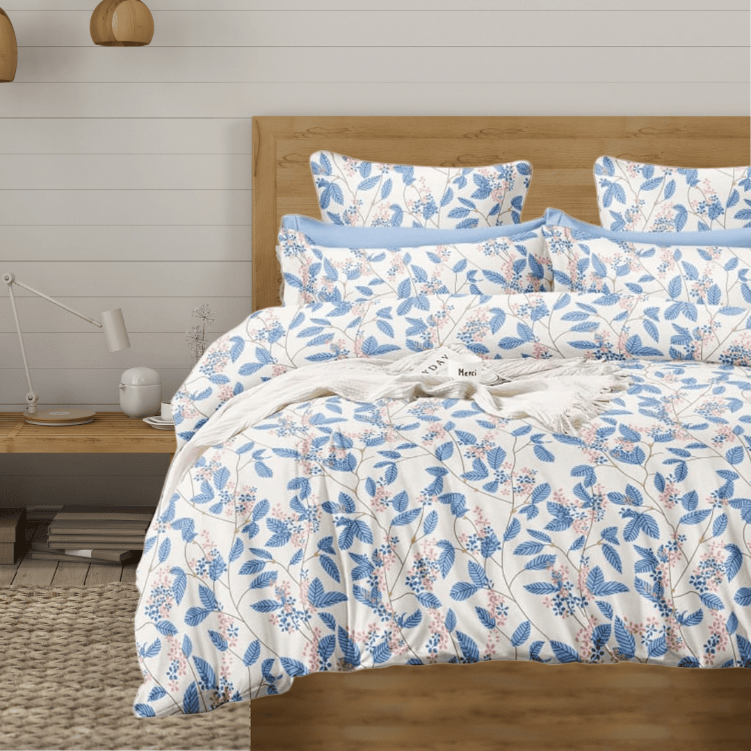Best Microfiber Floral print Reversible AC Dohar Blanket In Blue