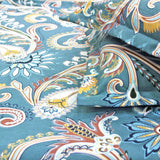 Paisley 210 TC Fitted Bedsheet with Pillow Covers - Blue