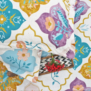 Cotton Floral Print 210 TC King Size Fitted Bedsheet In Multicolor At Online