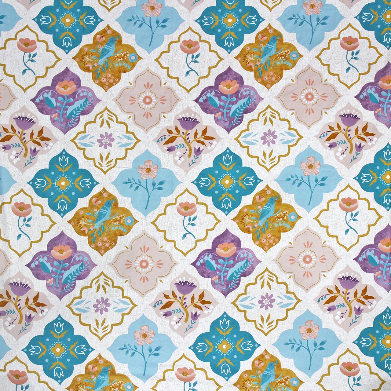 Cotton Floral Print 210 TC King Size Fitted Bedsheet In Multicolor At Online