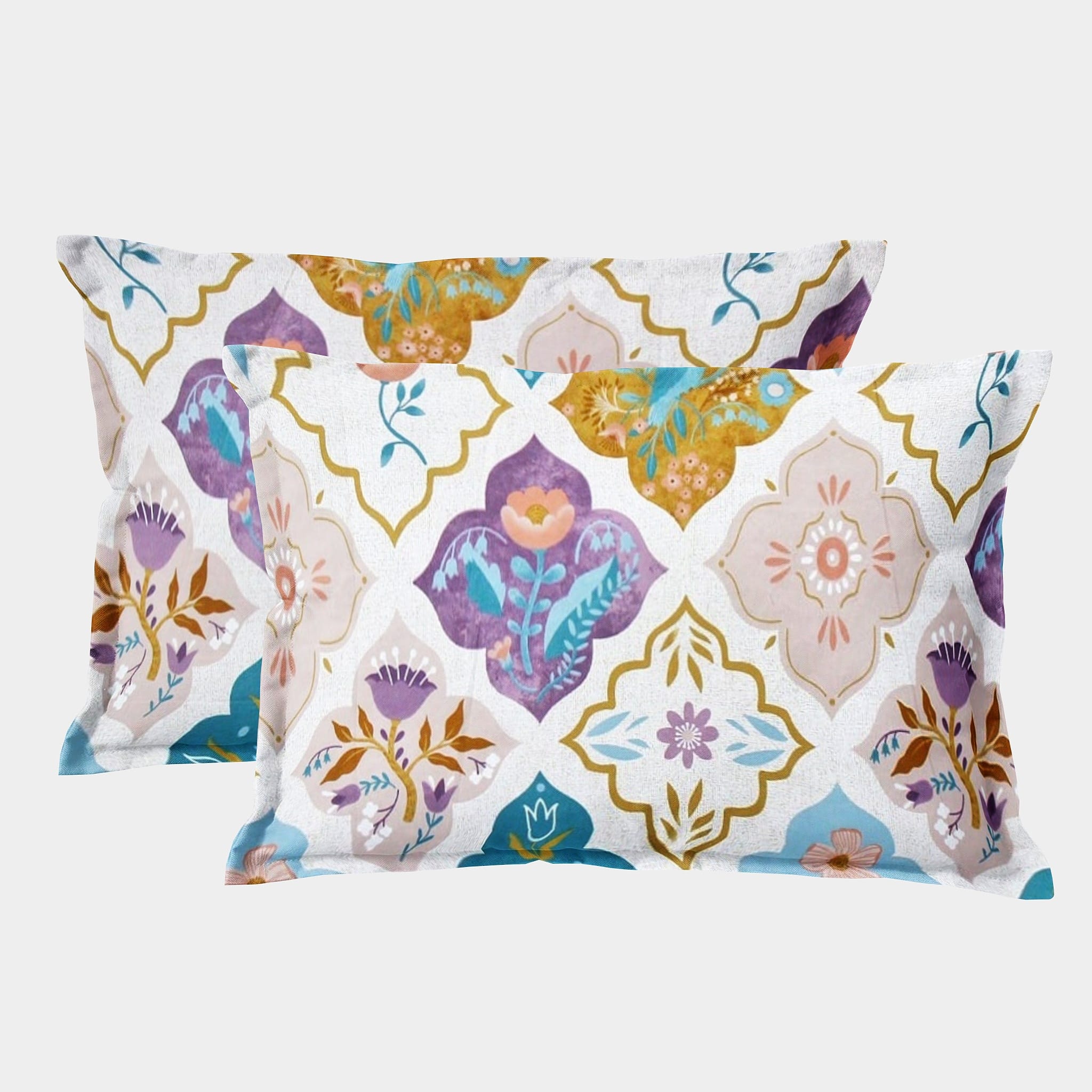 Soft Floral Print Pillow Cover Set In Multicolor Online At Best prices(2 Pcs)
