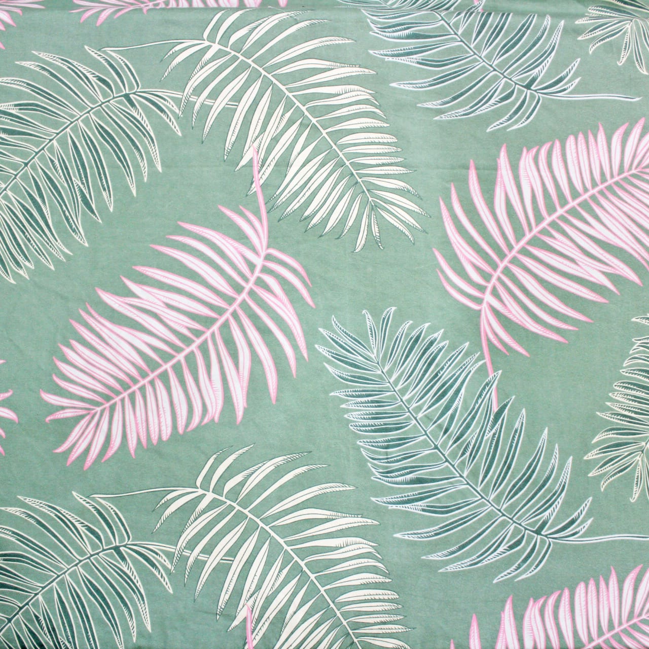 Cotton Floral Print 210 TC King Size Fitted Bedsheet In Green At Best Prices