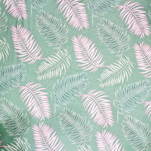 Cotton Floral Print 210 TC King Size Fitted Bedsheet In Green At Best Prices