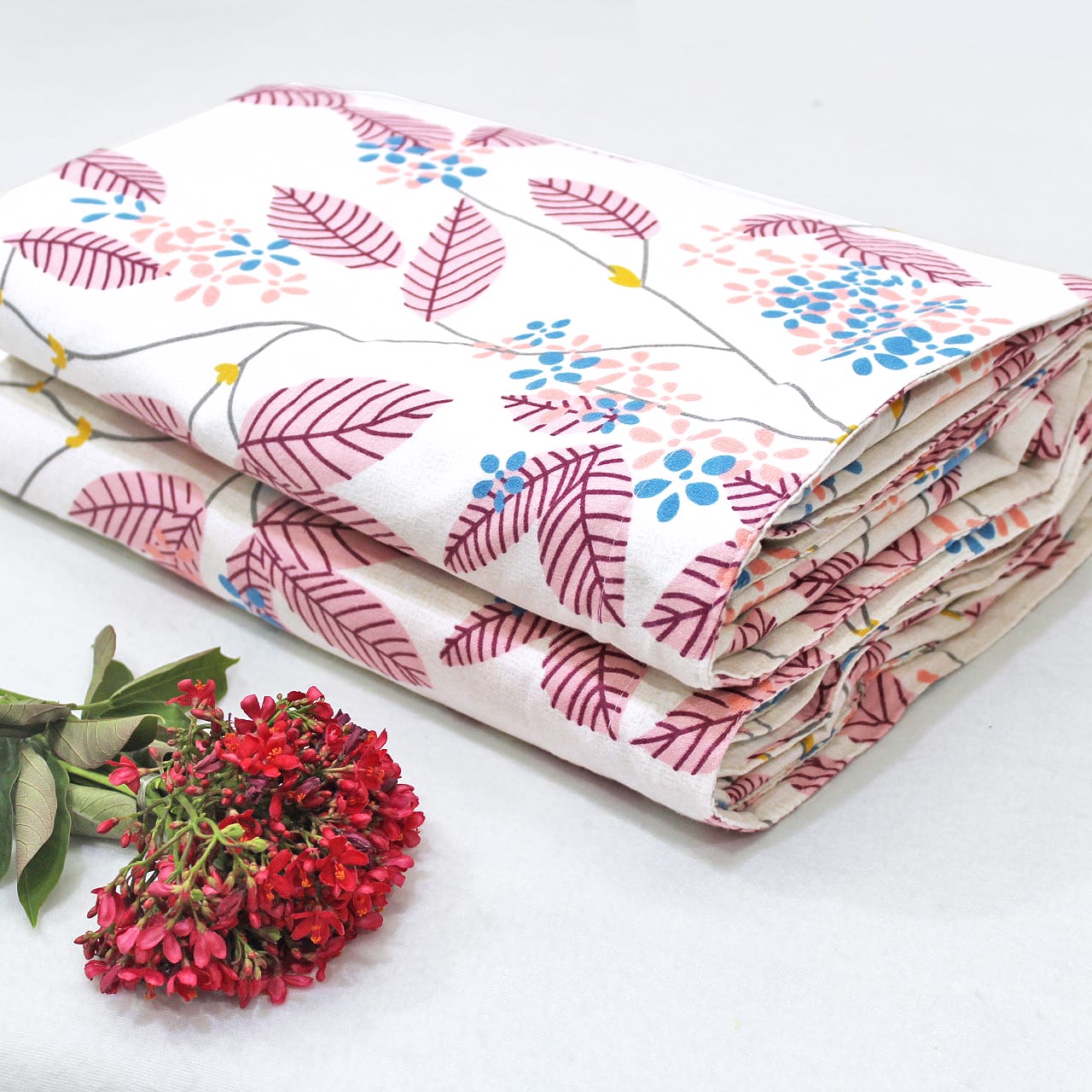 Best Microfiber Floral print Reversible AC Dohar Blanket In  Magenta