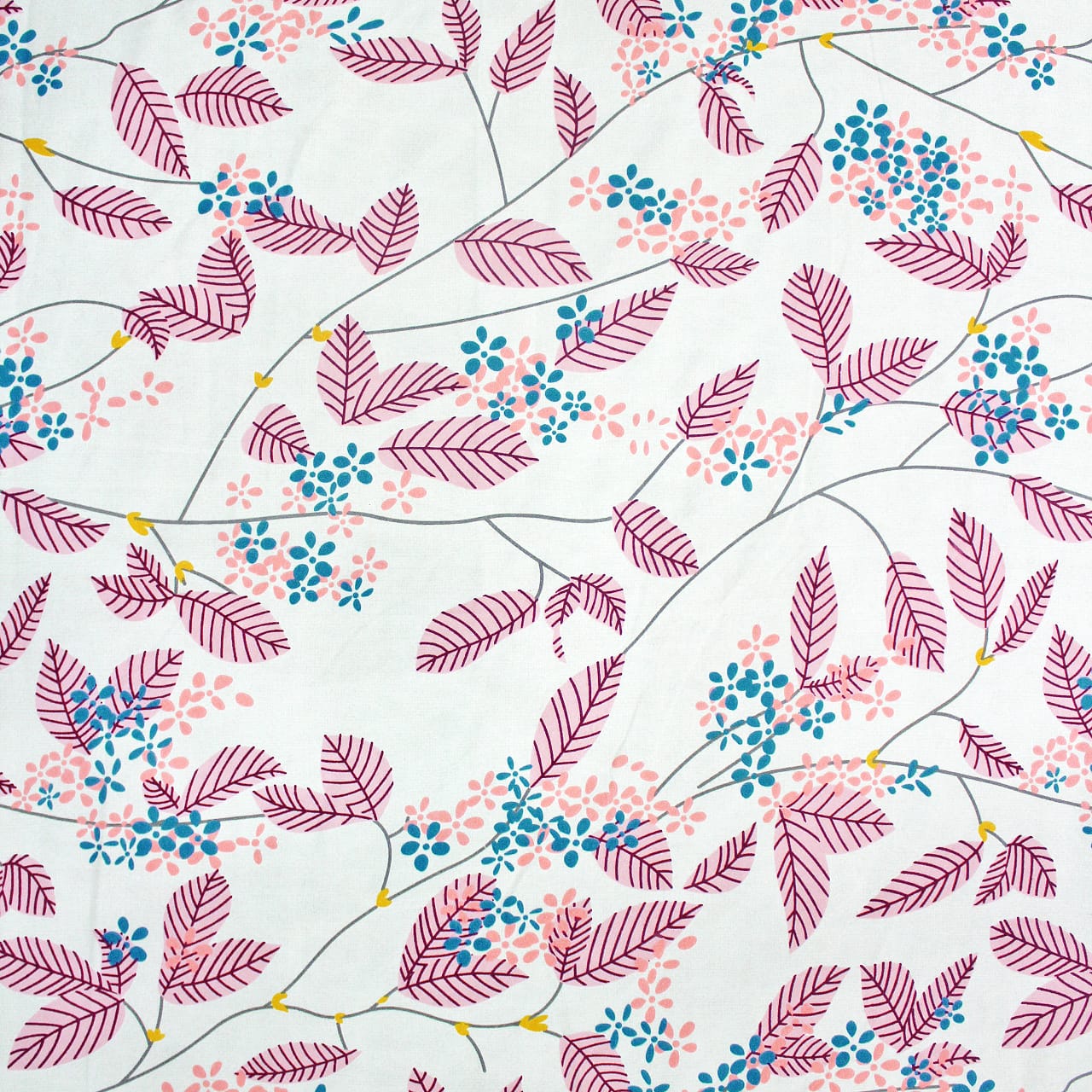 Cotton Floral Print 210 TC King Size Fitted Bedsheet In Magenta At Best Prices