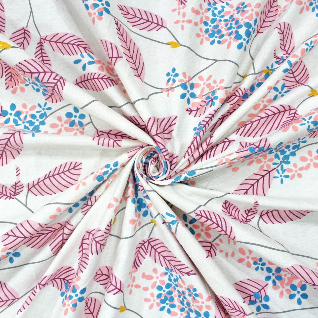 Cotton Floral Print 210 TC King Size Fitted Bedsheet In Magenta At Best Prices