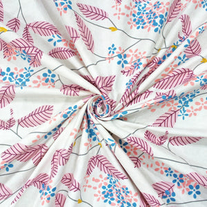 Cotton Floral Print 210 TC King Size Fitted Bedsheet In Magenta At Best Prices