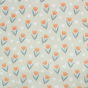 Cotton Floral Print 210 TC King Size Fitted Bedsheet In Khaki At Best Prices