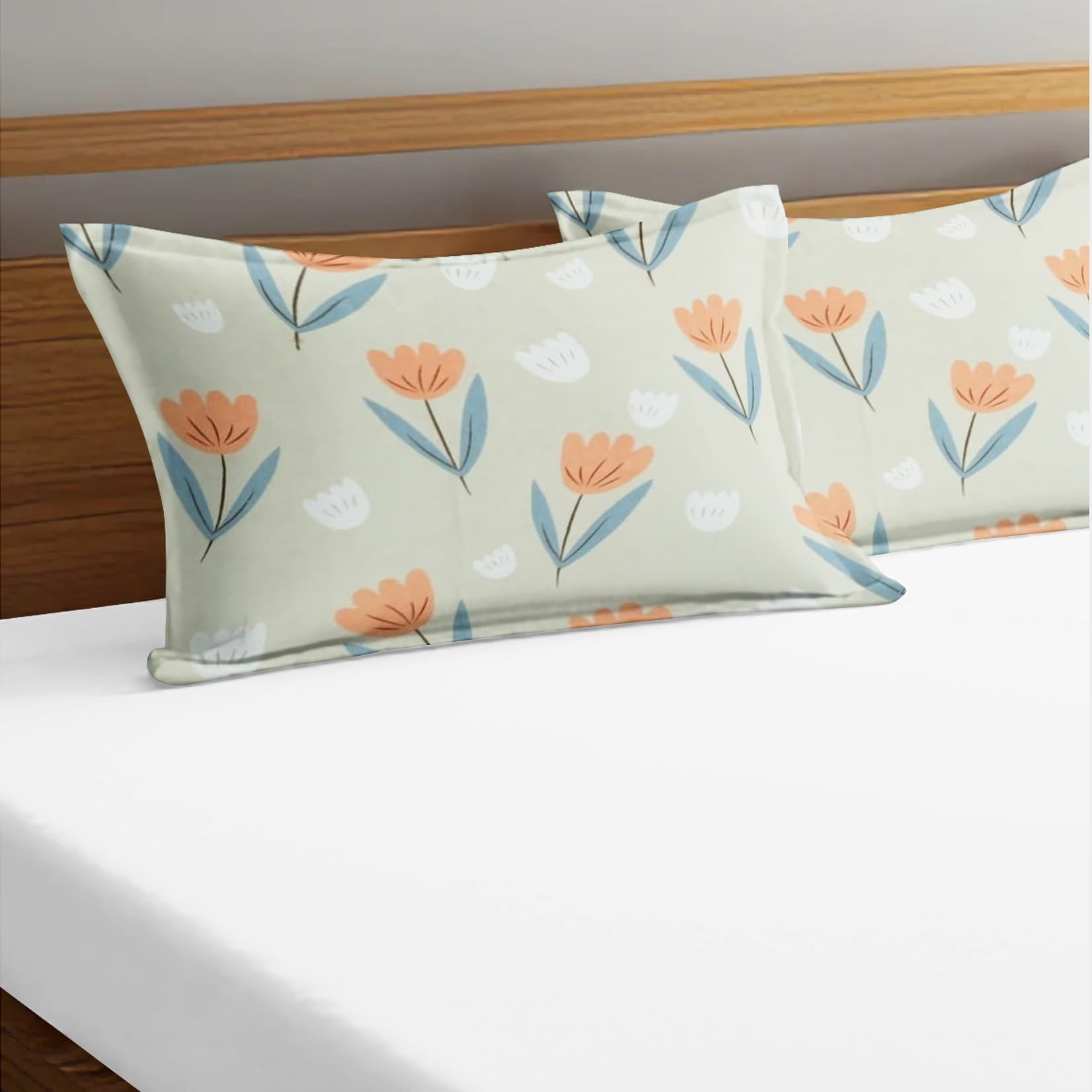 Soft Floral Print Pillow Cover Set In Khaki Online At Best prices(2 Pcs)