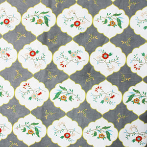 Soft Cotton Floral Print 210 TC Flat Bedsheet In Grey At Best Prices