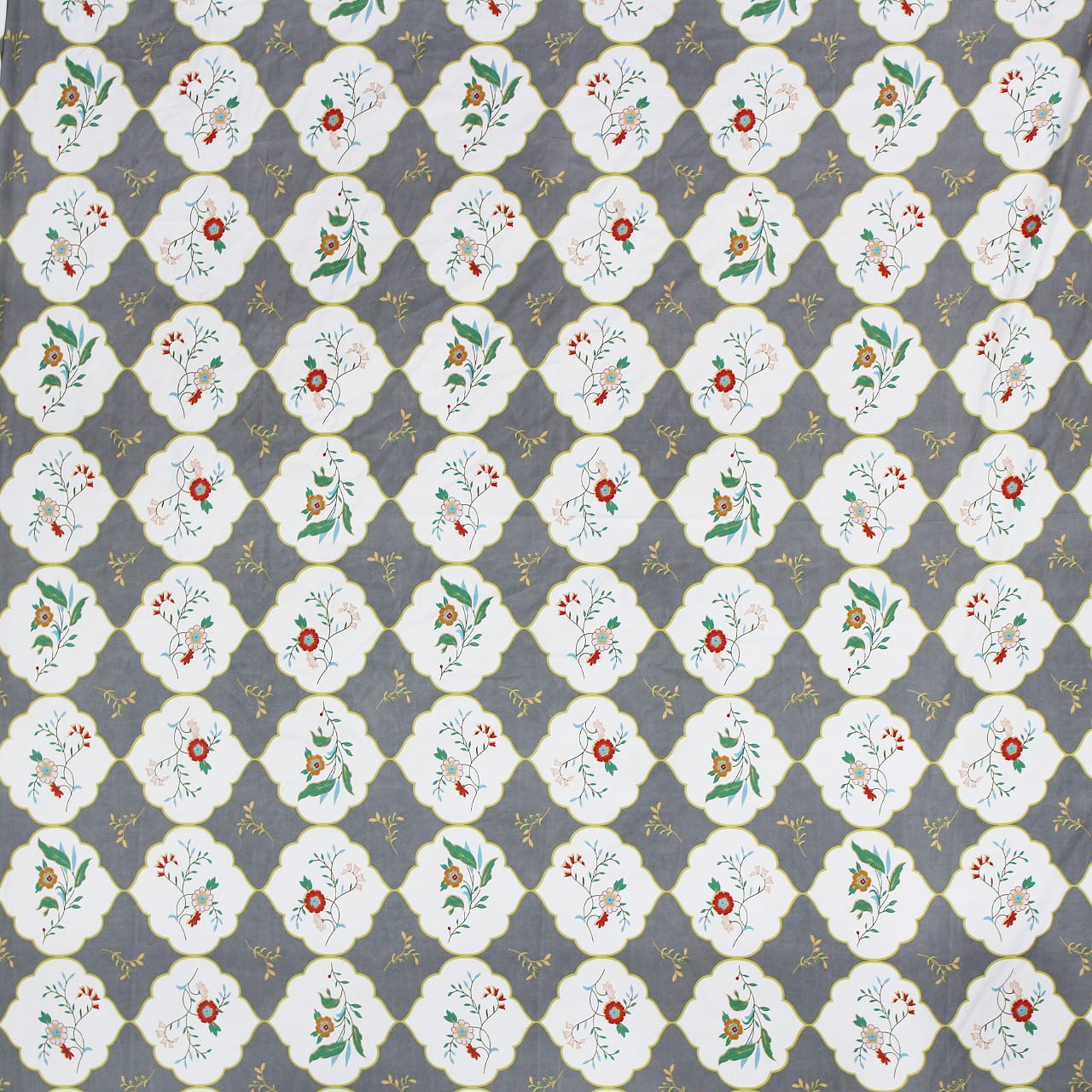 Soft Cotton Floral Print 210 TC Flat Bedsheet In Grey At Best Prices