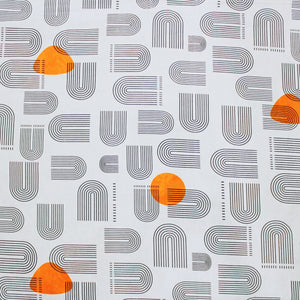 Cotton Abstract Print 210 TC King Size Flat Bedsheet In Grey