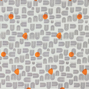 Cotton Abstract Print 210 TC King Size Flat Bedsheet In Grey
